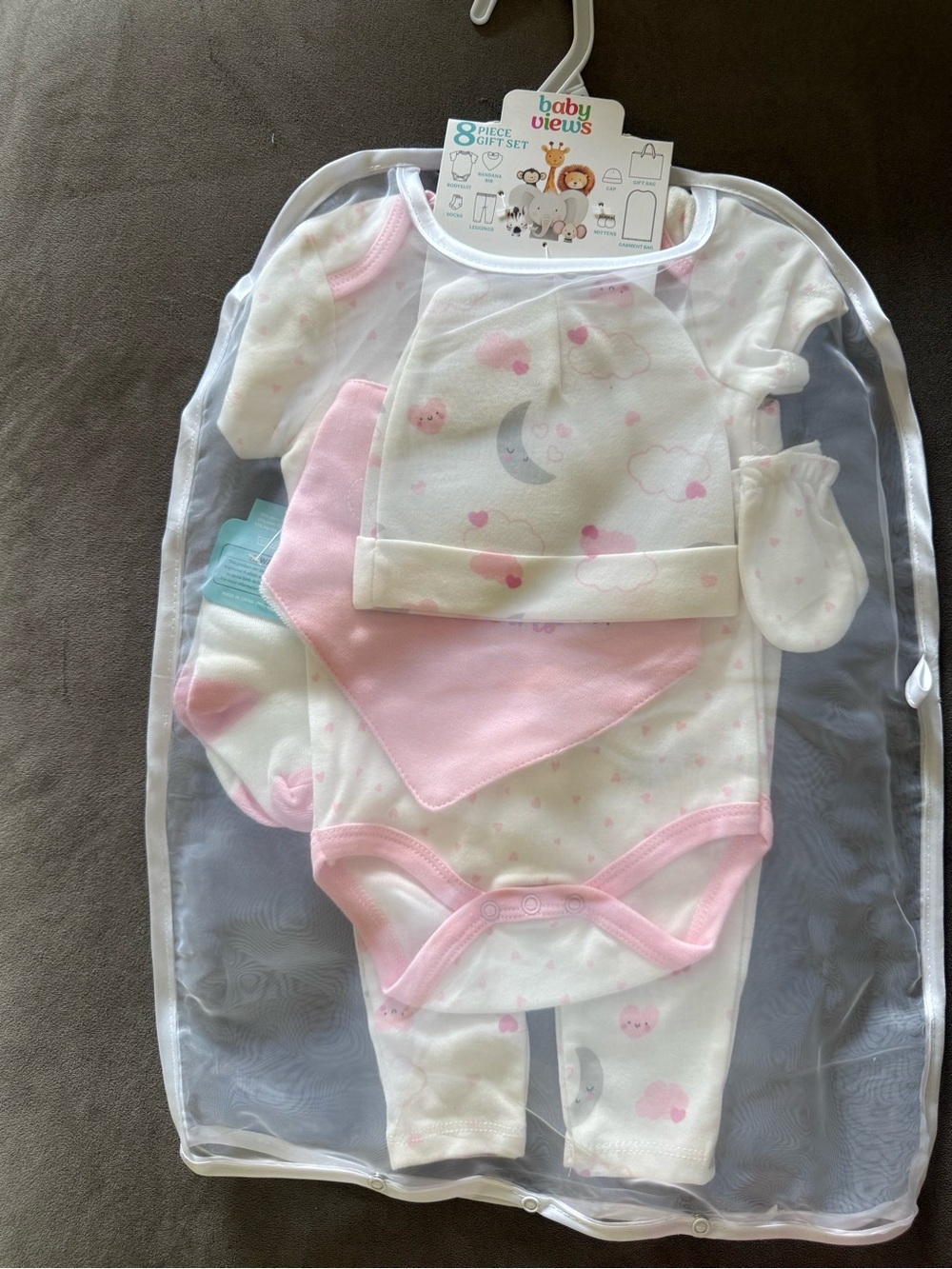 Pink Cloud & Moon Baby 8 Piece Gift Set